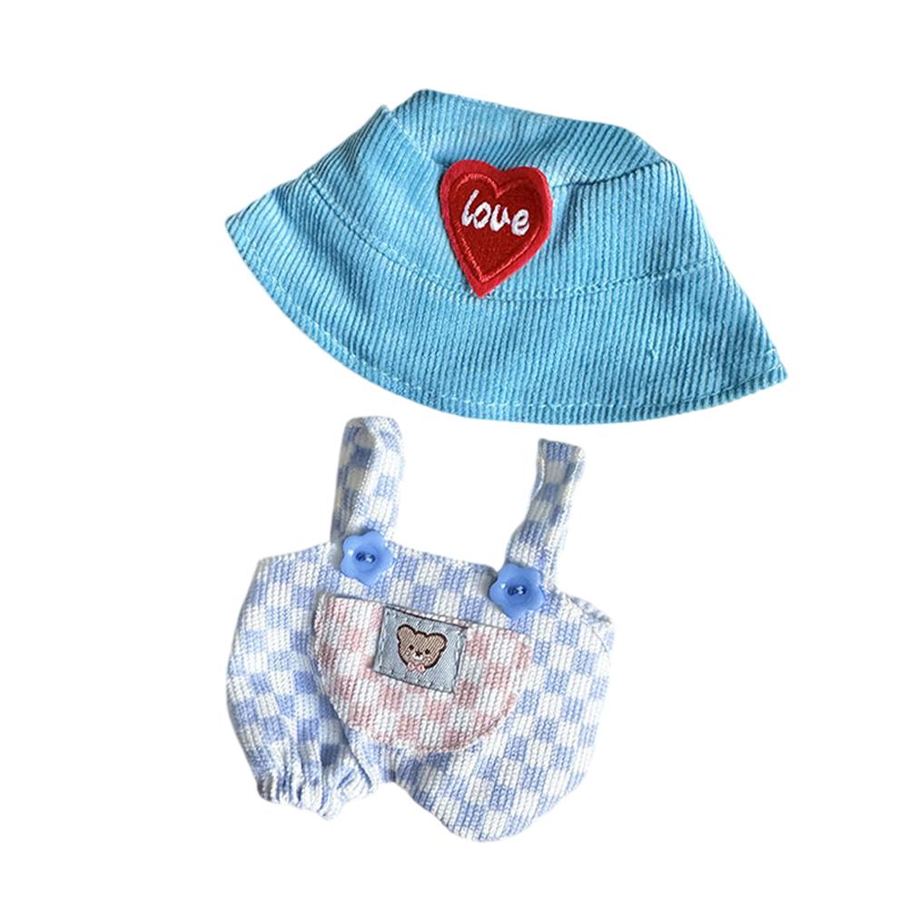 

Mini Plush Doll Costume with Hat Decorative Cute Plaid Plushies Outfit DIY Cartoon Animal Toy Jumpsuit Soft for Party Favors