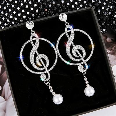 Mode Musiksymbol Strass Kristall Hängeohrringe für Frauen Geometrische Zirkon Ohrringe Party Statement Zirkon