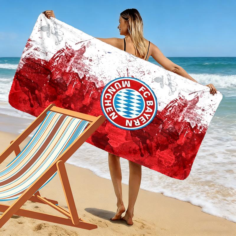 FC Bayern Munich Print Beach Towel, Large Soft Quick Dry Towel for Beach Camping Swimming