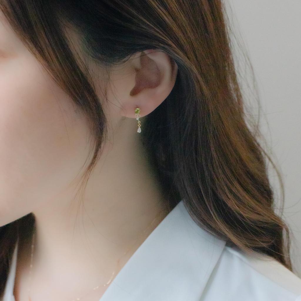 ESTELLE [Official] Women's K10 Yellow Gold Multicolor Drop Motif Earrings 0222-9371-0019-0000