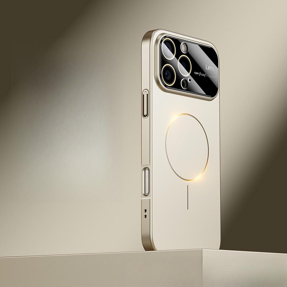 Eine neue PC-Hülle mit großem Fenster, ölspritzlackiertem dünnen Ring und Magnetverschluss für das iPhone 15 Pro Max, geeignet für Apple 16 Handyhüllen