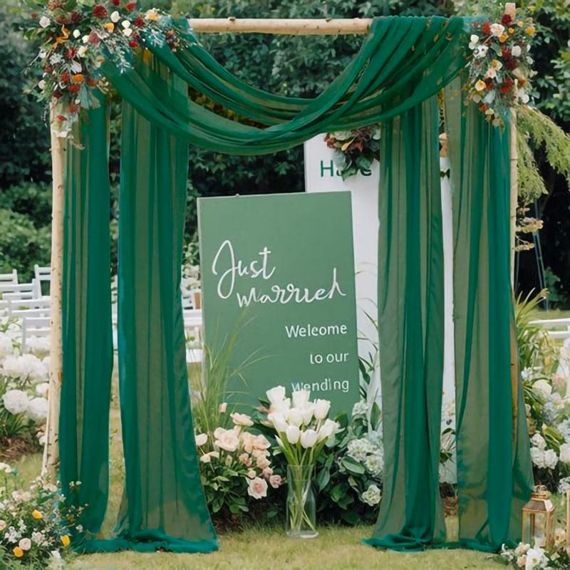 Dark Green Chiffon Wedding Arch Draping Fabric Sheer Curtains Drapery Ceremony Reception Backdrop Curtain Party Swag Christmas