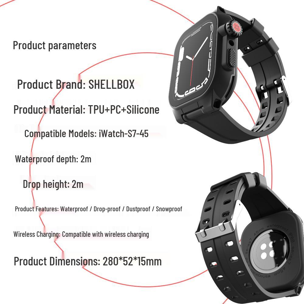 Apple Watch S7/S8/S9 Waterproof Protective Case 41/45mm for Swimming, Diving, and Sports.