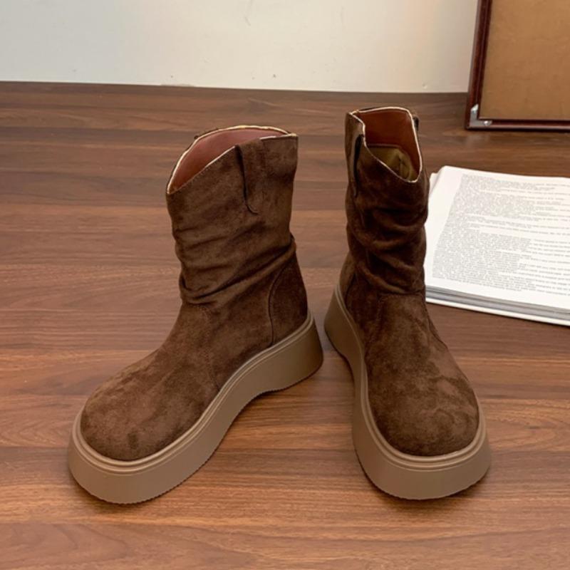 Fashion Platform Women Short Boots Classical Elegant Shoes Designer Elegant New Trends Suede Ankle Boots 2025 Winter Zapatillas De Mujer