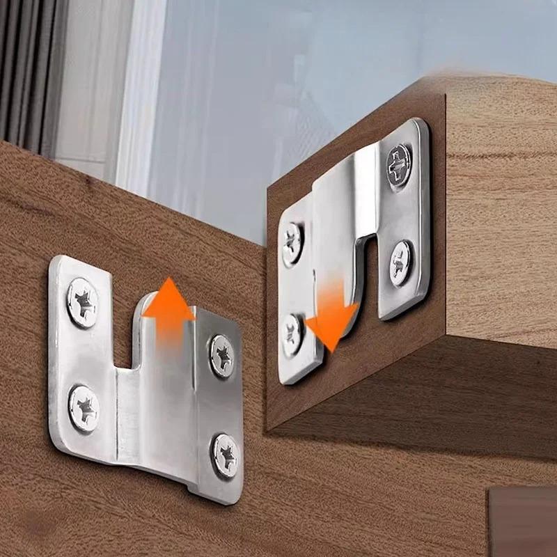 10pcs Picture Frame Hooks Stainless Steel Wall Hanger Flush Mount Hanging Buckle Furniture Interlock Bracket Joint Connector
