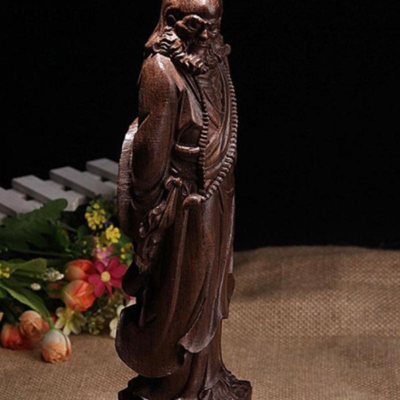 1 pc Wood carving of the statue of the founder of Dharma living room office bookshelf desktop Home furnishings Chinese Crafts