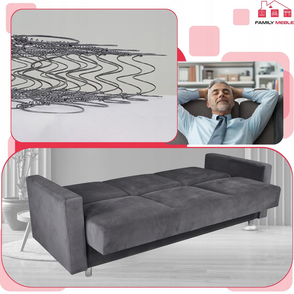 Zestaw mebli wypoczynkowy Alicja wersalka kanapa fotele Family Meble szary