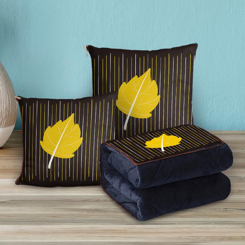 Custom Cartoon Plush Throw Pillow Blanket with Fleece Lining