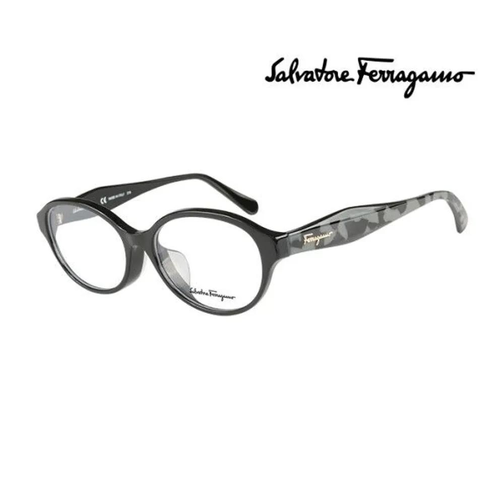 [Salvatore Ferragamo] Eyeglass Frames SF2856A 001 Round Horn-rimmed Glasses for Women SF2856A 001_I [52]