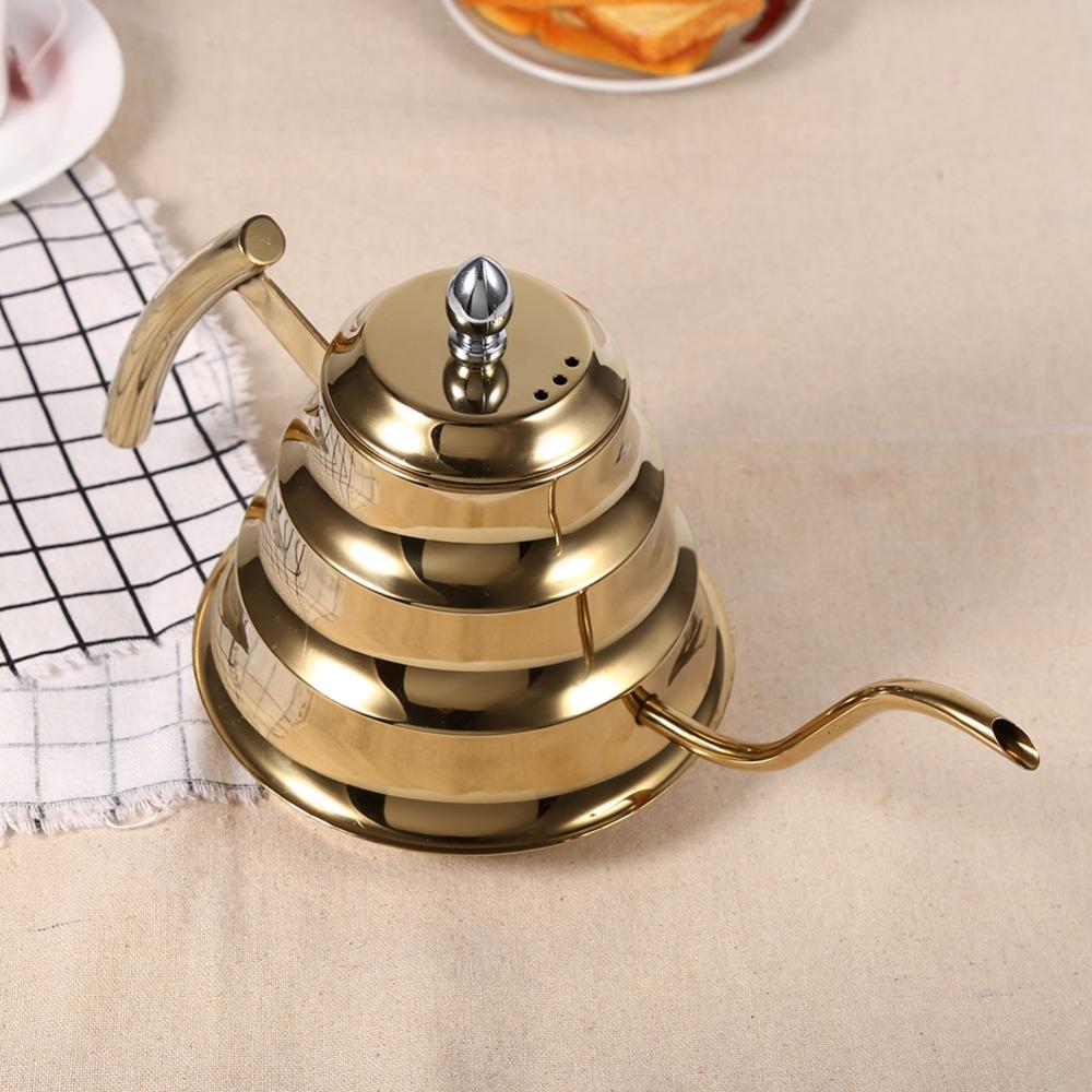 Bamboo Joint Design Drip Pot Maker Stainless Steel Pour Over Coffee Kettle  Tea Infusion