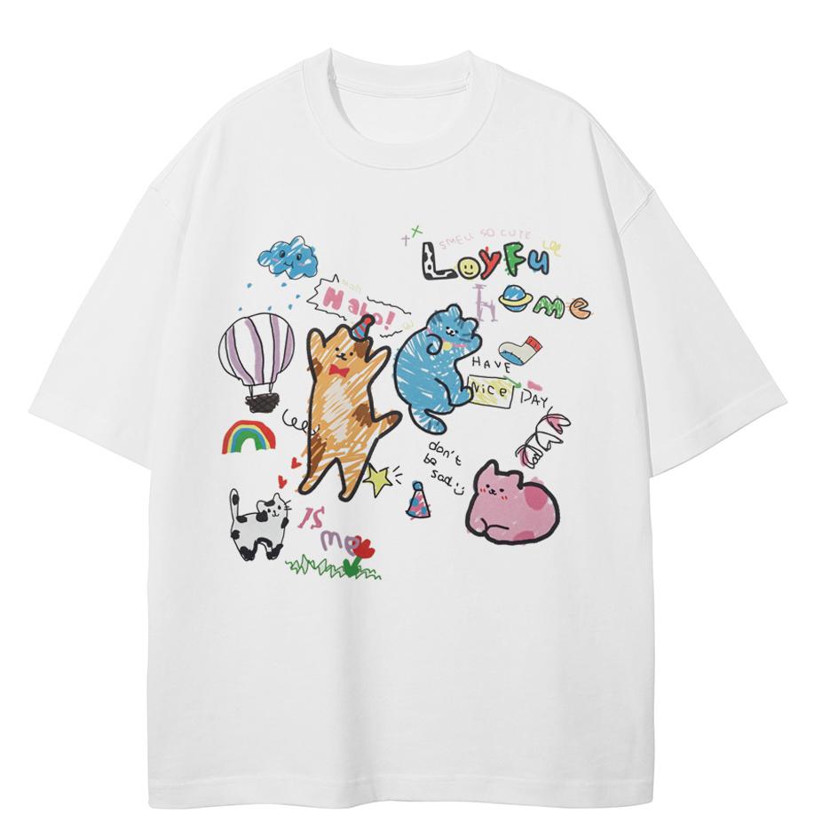 Футболка унисекс 2026 года в стиле стритвеар, QUARTER 24, мультяшный рисунок, A37T031 XXL белый