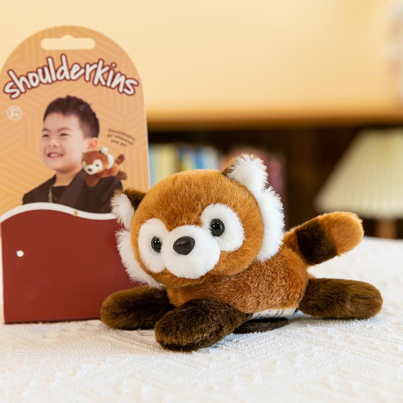 Penguin Series Animal Red Panda Standing Shoulder Decorative Pendant Plush Toy
