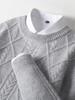 Men's 100% Wool Loose Round Neck Sweater - Thick Knitwear for Casual and Business Wear