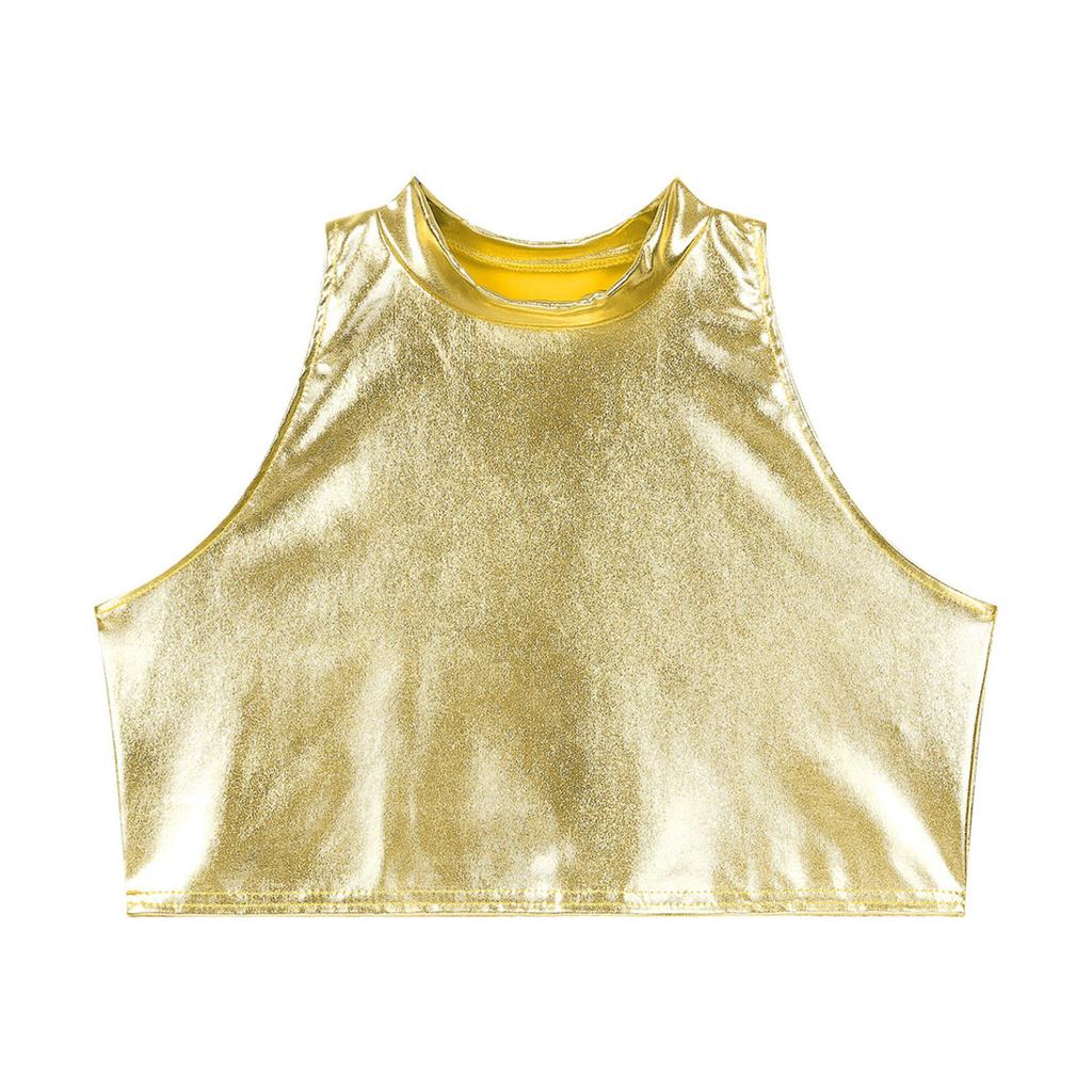 Women Sleeveless PVC Leather Vest Stylish Slim Fitted Tank Top for Pole Dance Stage Preformance Nightclub Carnivals Disco Party
