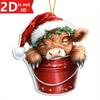 Cow with Christmas Hat Pendant, Perfect for Party Decor, Backpack Accessories, and Christmas Gifts.