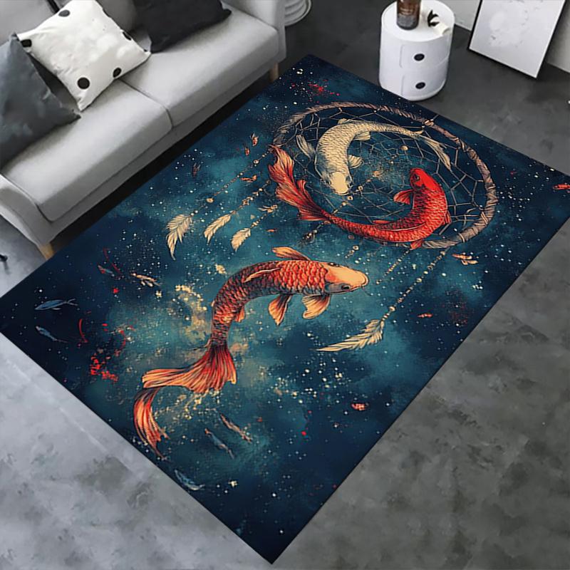 1pc Dreamcatcher,Koi Fish,Feathers Office Carpet Soft Polyester Entrance Carpet Washable Non Slip Ma