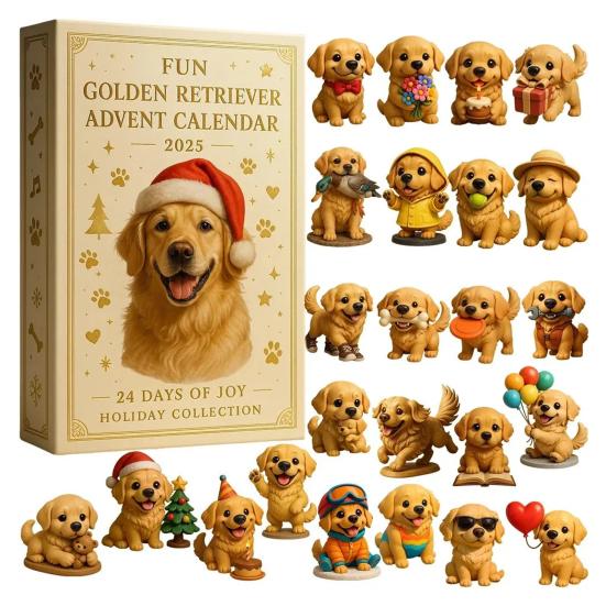 2025 Dog Advent Calendar 24 Days Cute Dog Ornaments Labrador German Shepherd Christmas Countdown Calendar Collectible Holiday Gift for Dog Lovers