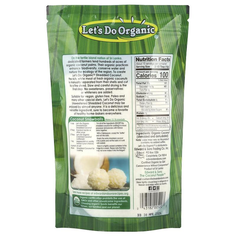 Let's Do Organic, 100% Organic Unsweetened Shredded Coconut, 8 oz (227 g)