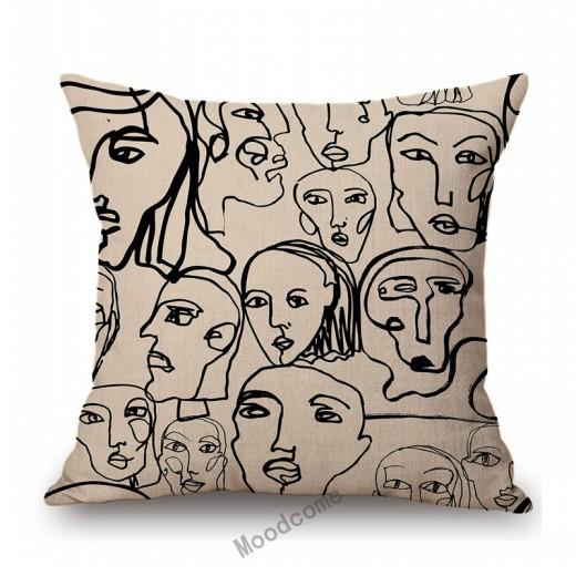 Picasso Abstract Cartoon Face Oil Painting Cotton Linen Home Decorative Sofa Pillow Case World Famous Car Cushion Cover