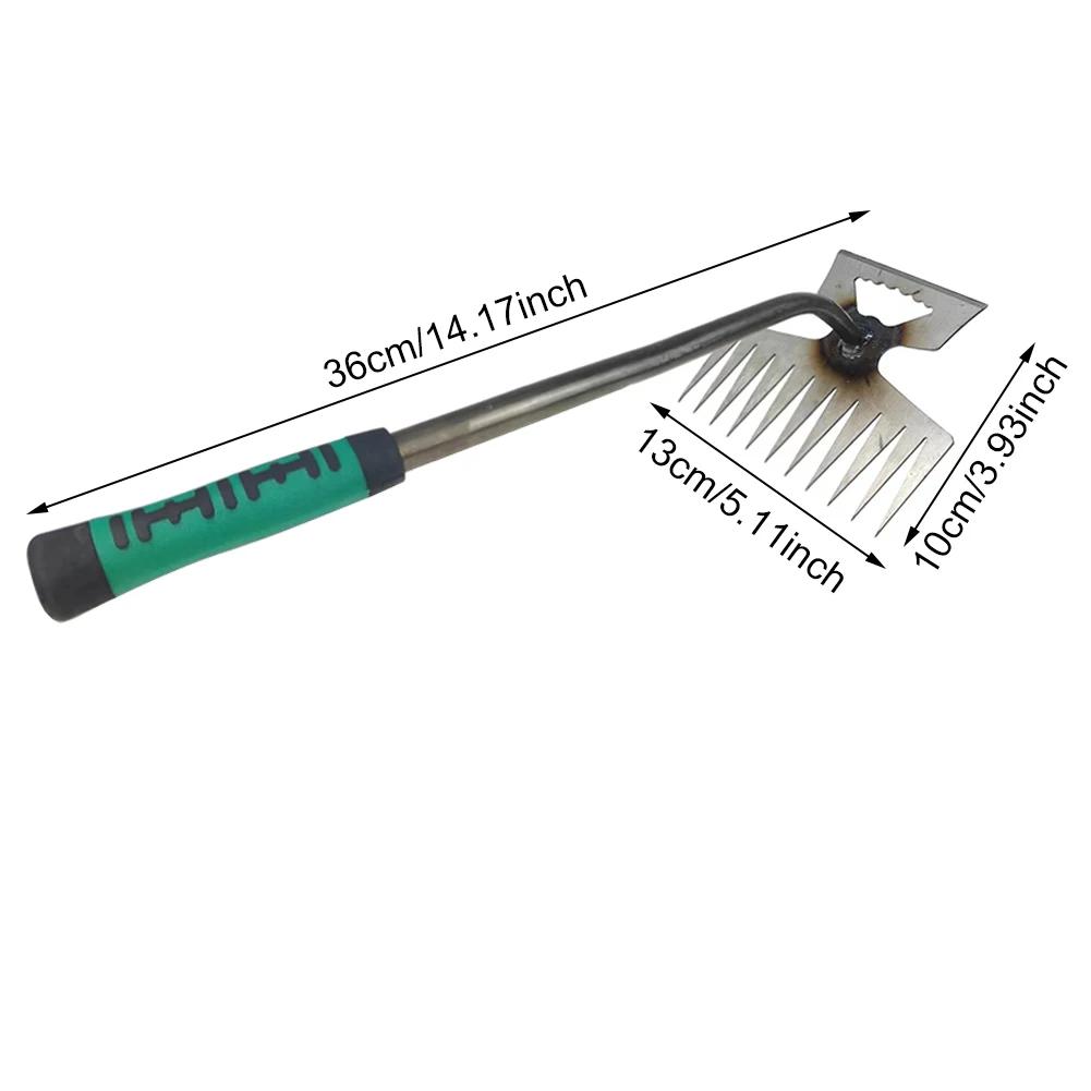 2 In 1 Garden Rake Manual Weed Grass Rooting Tool Puller Shovel 5/6/11 Tooth Weeding Removal Hand Gardening Loose Soil Tool