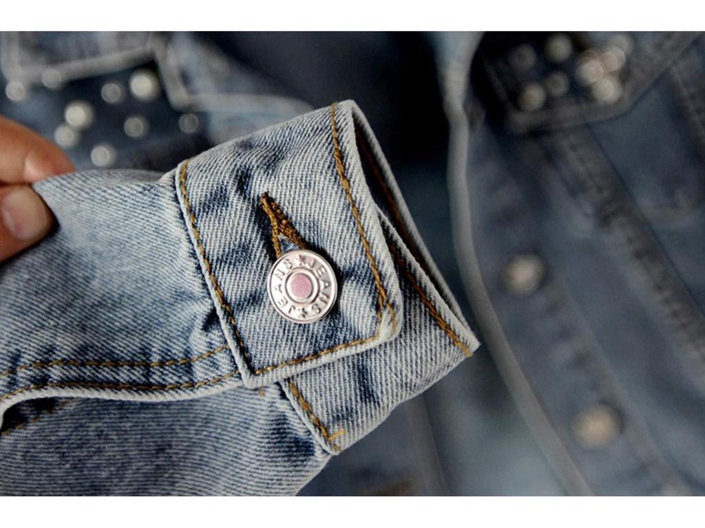 Women's Plus Size Studded Rhinestone Denim Jacket with Pearl Beading