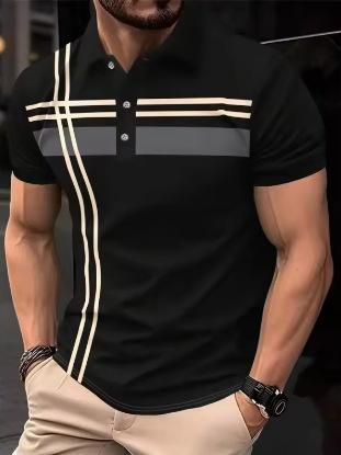 Fashion 3D printed color men s summer short-sleeved polo shirt XXS