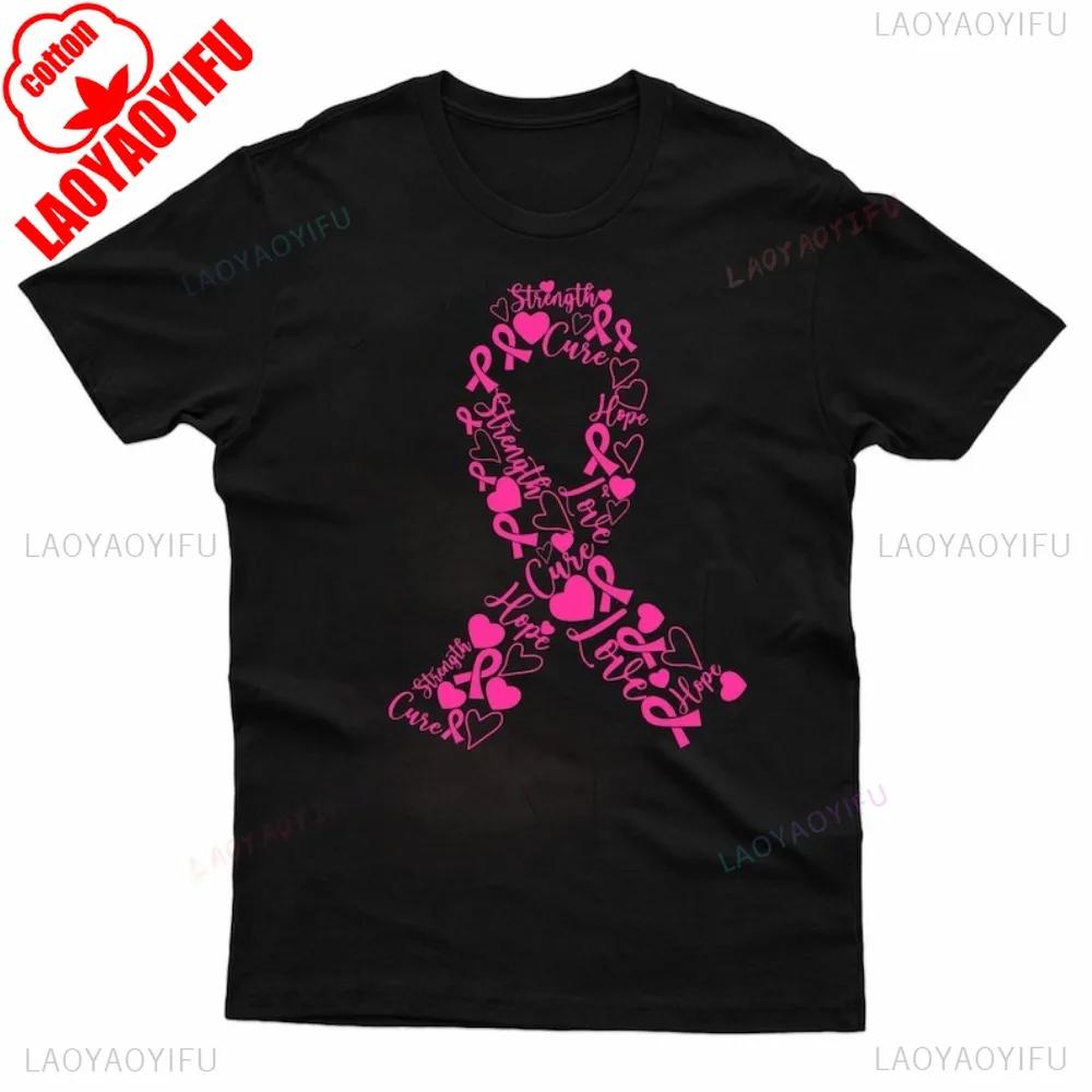 Womens Breast Cancer Ribbon TShirt Summer round Neck Short Sleeve Awareness Survivor Shirt Creative Design Top