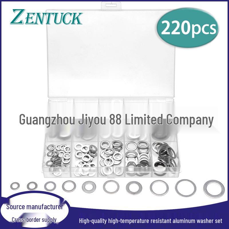 220PCS High-Temperature Aluminum Washer Set - Corrosion-Resistant Sealing Gaskets