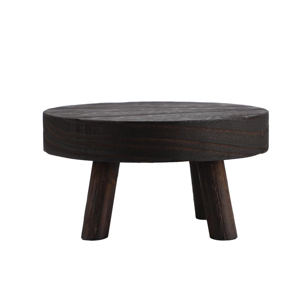 Holz Pflanzenständer Moderner Pflanzenhocker für Wohnzimmer Balkon Büro Naturholzfarbe M:17x9 Beinhöhe 6CM