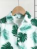 Boys' Tropical Leaf Print Shirt & Shorts 2Pcs Outfit