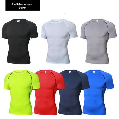 Colorful Quick-Dry Breathable Sportswear: Tight Tummy Control, Short Sleeve, Elastic Round Neck Fitness Top