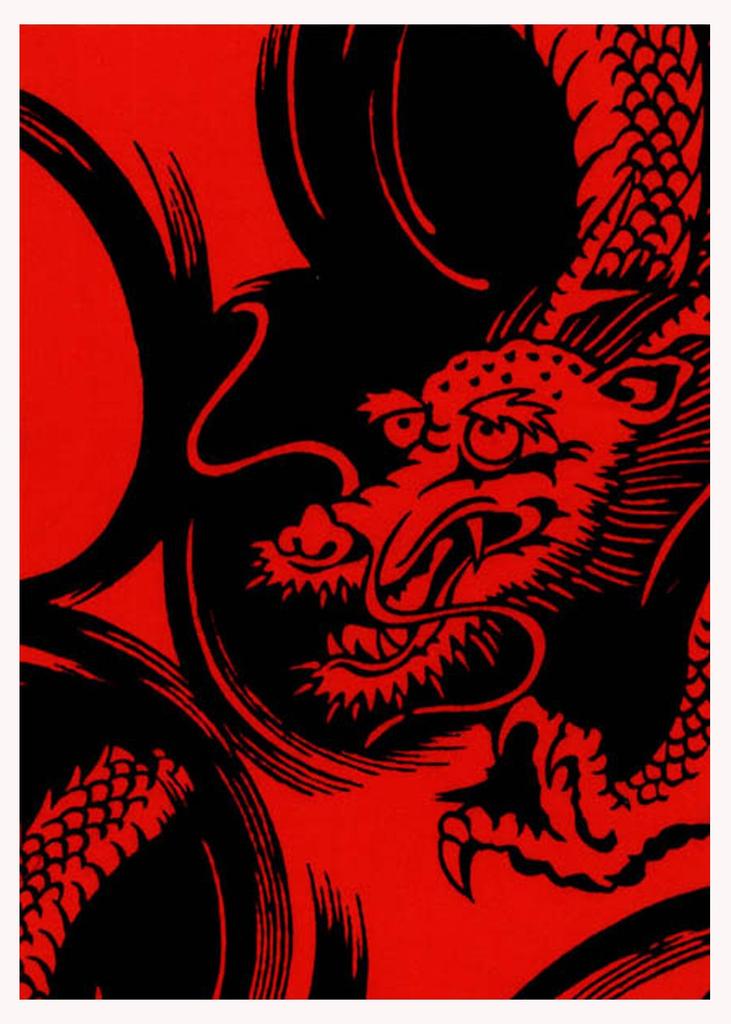 Rienzome Etchu Fundoshi (loincloth), 100% Cotton, Made in Japan, Men's Free Size, Red Dragon Design