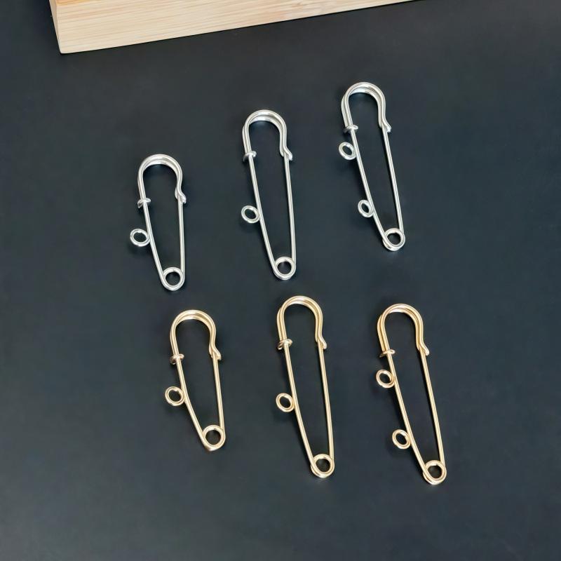 Colorfast Electroplated Safety Pin Brooch with Loop Holder for Sweaters and Pants