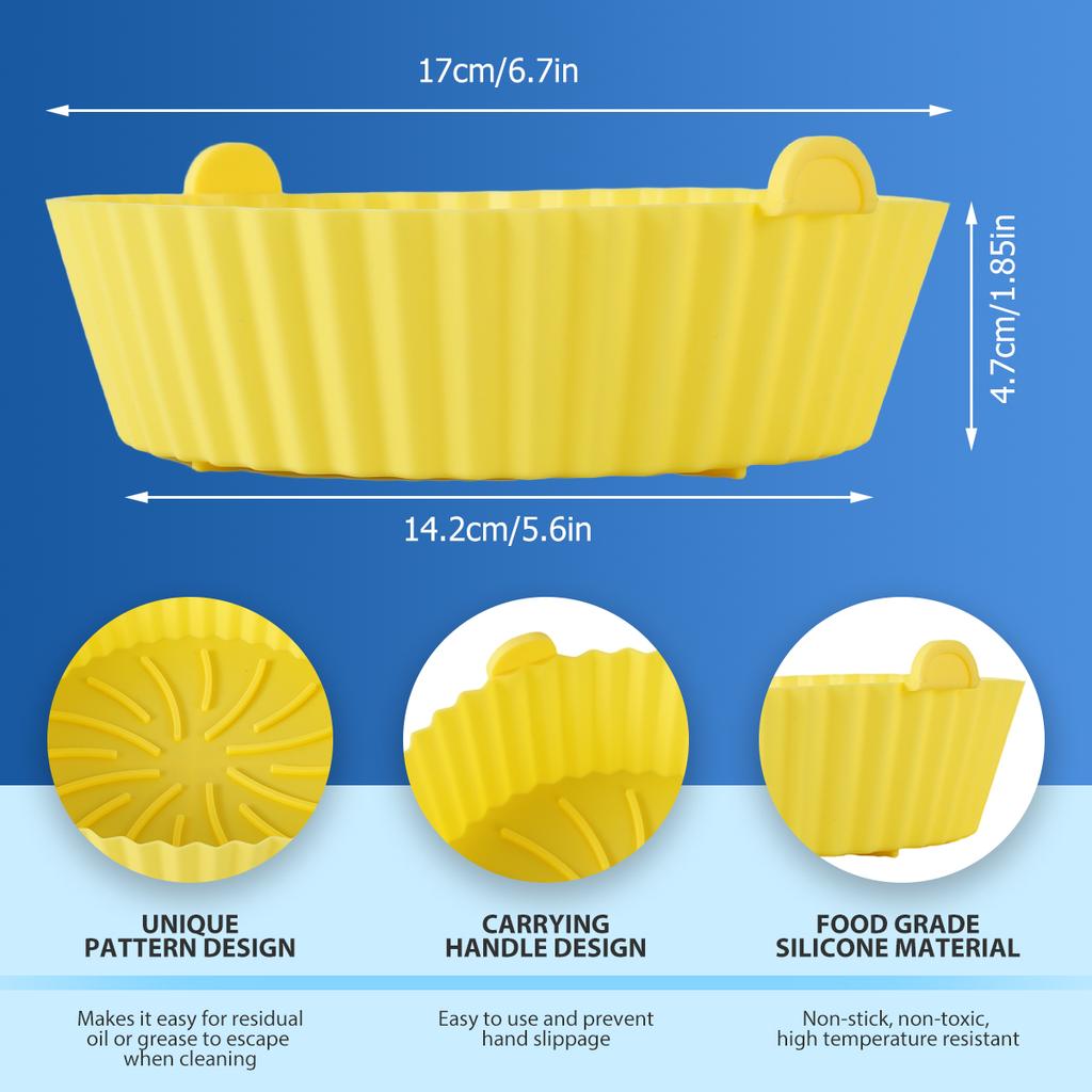 2/3Pcs Reusable Airfryer Pan Liner Accessories Thick Square Air Fryer Silicone Pot Food Safe Non Stick Chicken Airfryer Basket