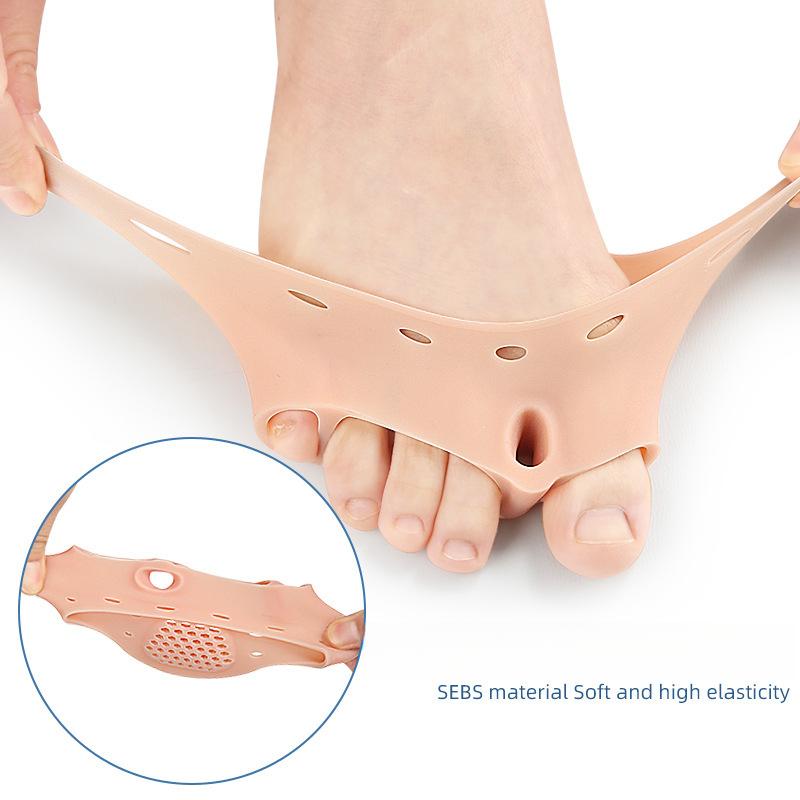 Drei-Loch Daumen Eversion Zehenspreizer mit Loch Fußverdickung Stoßdämpfung Massage Vorfußpolster Zehenüberlappungsspreizer