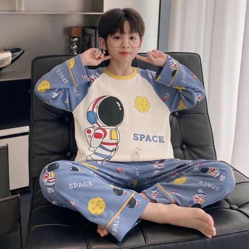 Boys Cotton Pajama Set Long Sleeve Cartoon Print Sleepwear Kids Ages 8 Fall Home Wear