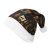 2024 Christmas Double-Sided Plush Hat with Holiday Print for Adults and Children