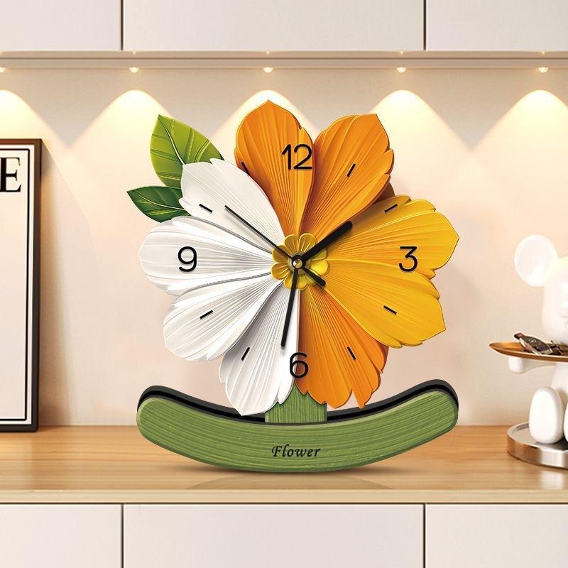 Sunflower Clock Ornament, New High-end Style for Living Room, Sideboard, Table Painting, Bedroom Table Clock