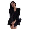 Black polka dot dress dress women's spring French retro gentle seaside vacation style coffee break temperament short skirt