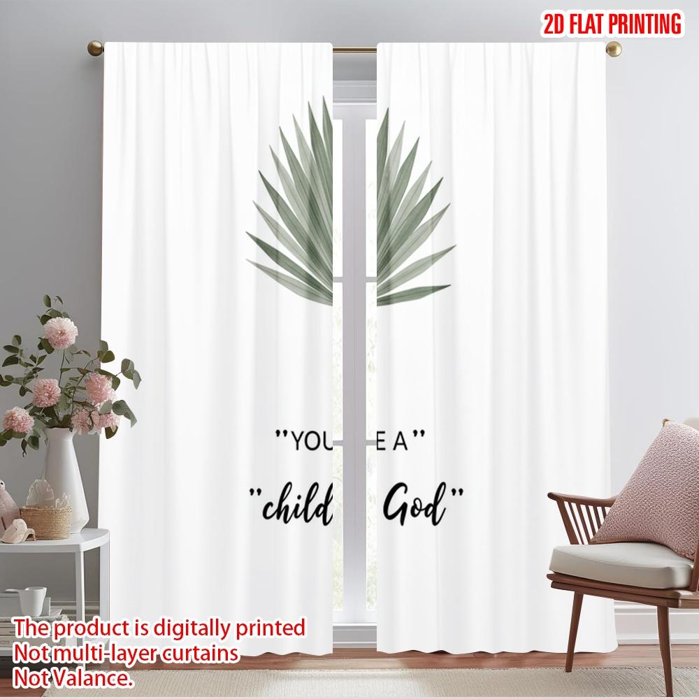 

2pcs 2D flat printing Party Curtains Palm Leaf Child God Polyester Without Electricity Party Decorations Perfect for Home Wall 52.50×116.00 CM 2pcs