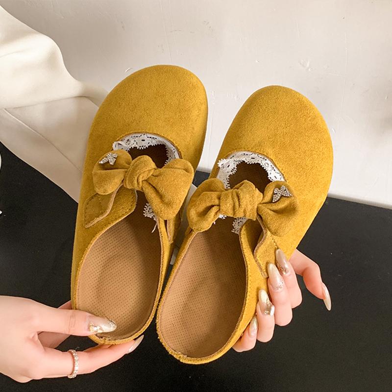 Fashion Loafers Shoes Woman 2025 Female Slippers Cover Toe Butterfly-Knot Increased Internal New Slides Butterfly-knot Increased Interna