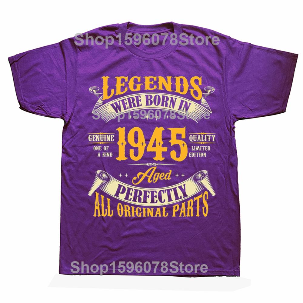 

Funny 80th Birthday Legends were Born in 1945 Tshirts Men Womens Fashion Casual Tshirt 80 Years Old Grandpa Oversized T Shirt 4XL
