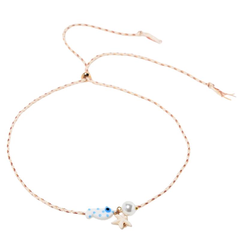 Colorful Bohemian Ceramic Fish Pendant Necklace For Women Adjustable Multicolored Rope Choker, Perfect For Summer Beach Vacation