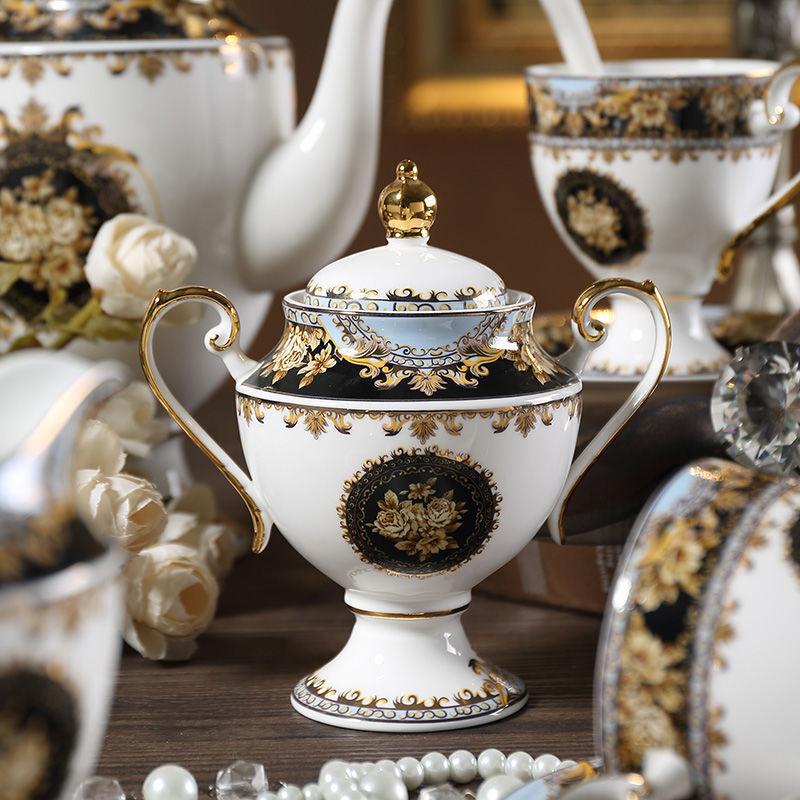 Nordic Palace Style Bone China Coffee Cup and Saucer Set Retro Phnom Penh Home Afternoon Tea Set Milk Jug Sugar Bowl Ceramic Cup