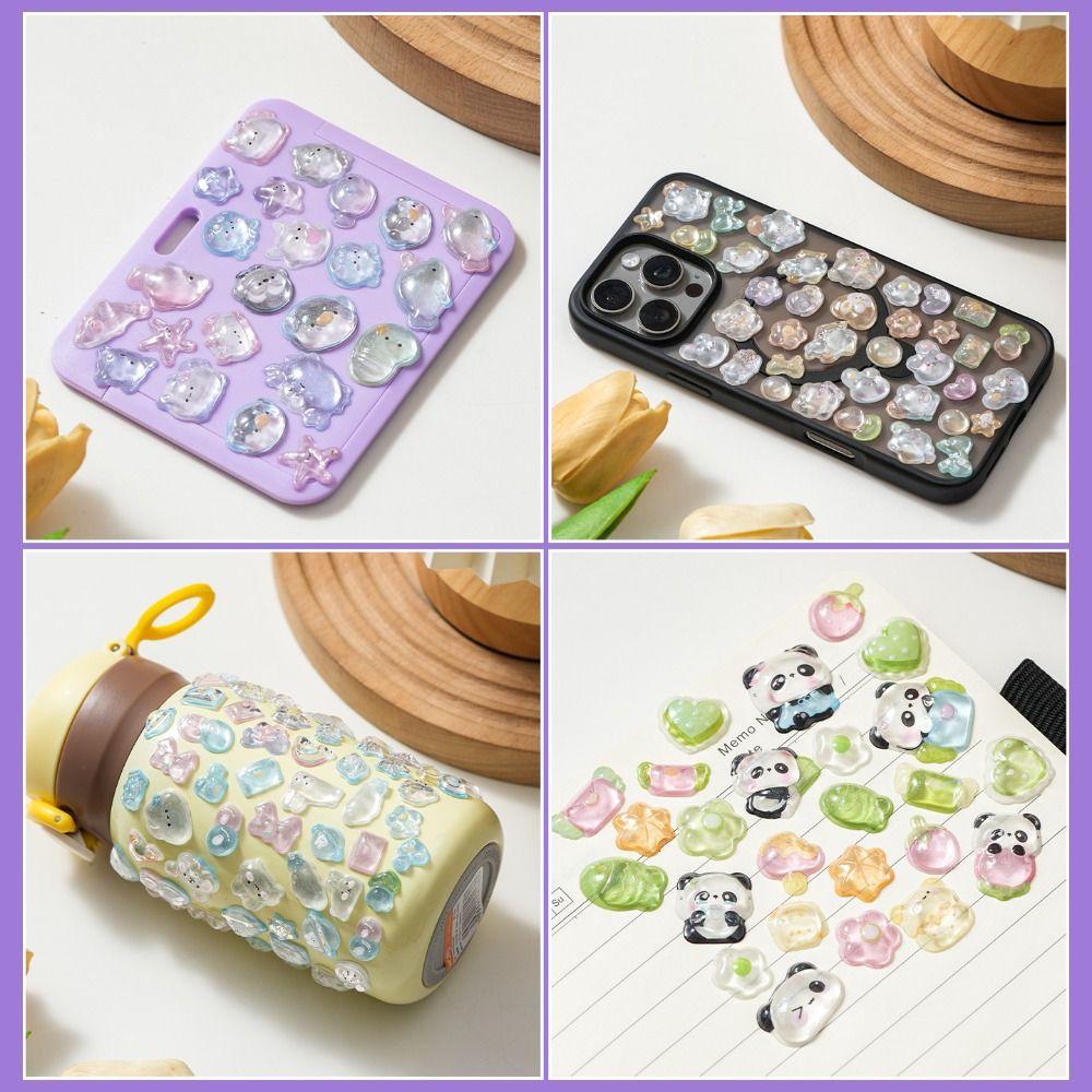 Embossed Animal 3D Crystal Sticker Melody PVC Cartoon Animal Sticker DIY Crafts Relief Decorative Sticker Water Cup Decoration