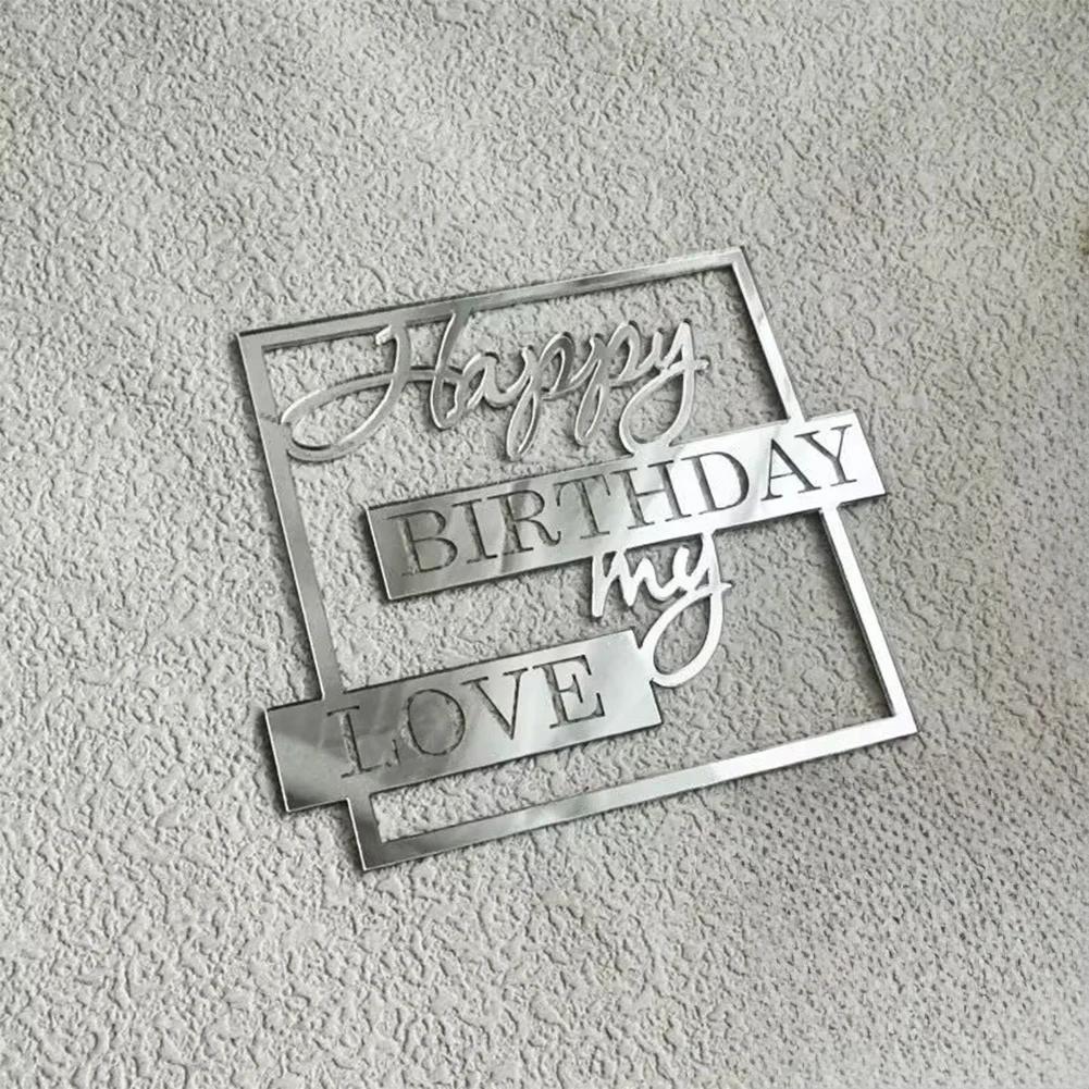 Nová dětská narozeninová party boční vlaječka na dort pro miminko Dárek Zlatý akrylátový Happy Birthday Dortové ozdoby Dortové ozdoby Potřeby na pečení