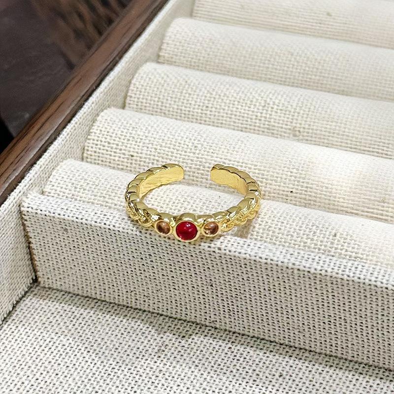 Court Style Fashion Medieval Vintage Red Open Ring Female Niche Temperament Exquisite Advanced Sense Index Finger Ring