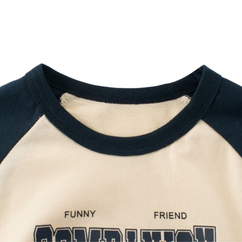 27kids Boy's Short-Sleeved T-shirt Children's Summer Clothing Children's Half Sleeve Raglan Sleeve 100% Cotton Coat Men's Color Matching Clothes