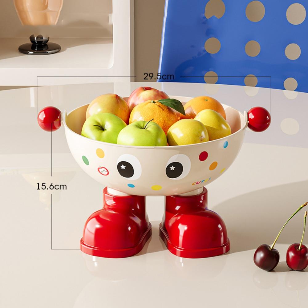Cartoon Snack Fruit Plate Large Capacity Drain Basket Dopamine Tea Table Plate  Dining Table