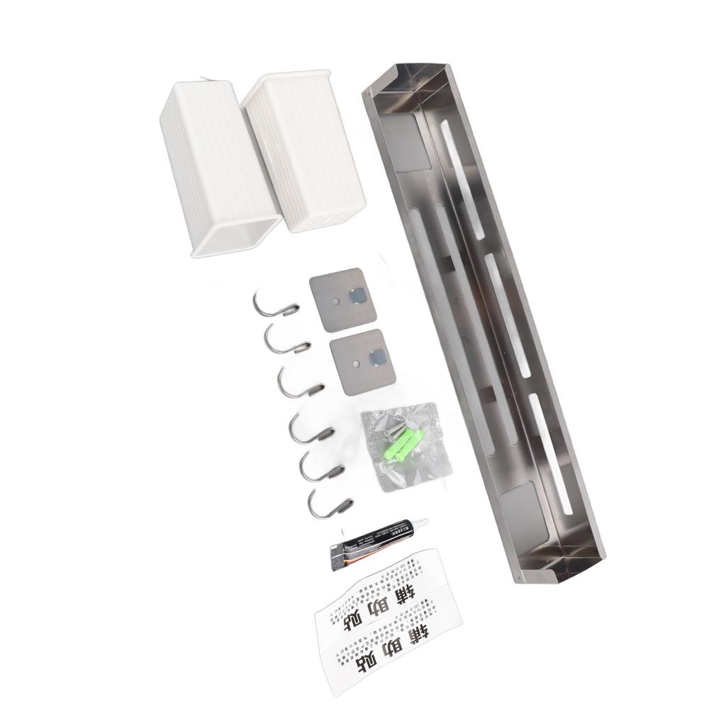 40cm Kitchen Knife Rack Punch Free Stainless Steel Wall Mounted Multifunction Kitchen Utensil Hanger for Home Brushed